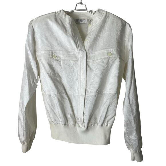 Vintage Josephine Ivory Windbreaker Semi cropped With Shoulder Pads Size Small - Picture 8 of 8